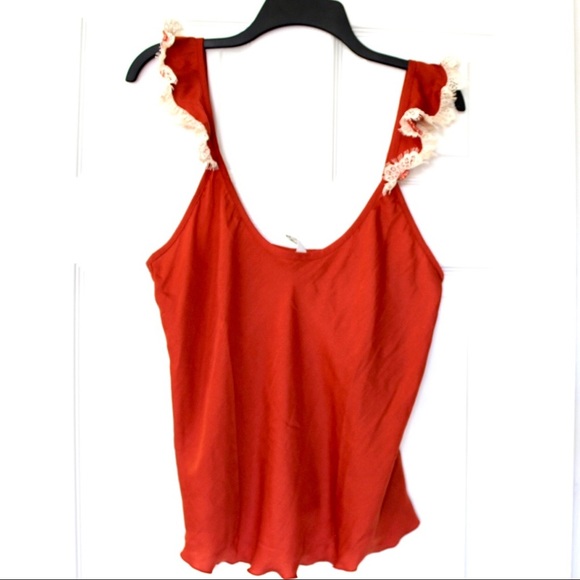 Free People Orange Ruffle Hem Camisole w/lace - Picture 3 of 10